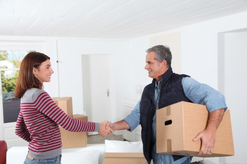 Business relocation equipment and boxes prepared for transport in Surrey